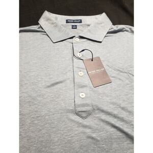 Peter Millar -L- Crown Crafted Linen Short-Sleeve Polo Shirt Chenal Blue $180